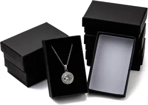 Craftdady 24pcs 3 x 2 x 1 Inch Small Gift Boxes Cardboard Jewelry Necklace Boxes Earring Pendants Boxes Black Rectangle Sponge Ring Boxes for Bracelet Jewelry Display