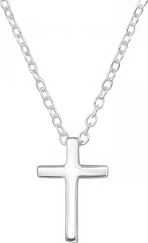 Cross 925 Sterling Silver Pendant Necklace, Faith Jewelry, Religious Tiny Dainty Pendant Charm Necklace, Gift for Her (18'' Chain)