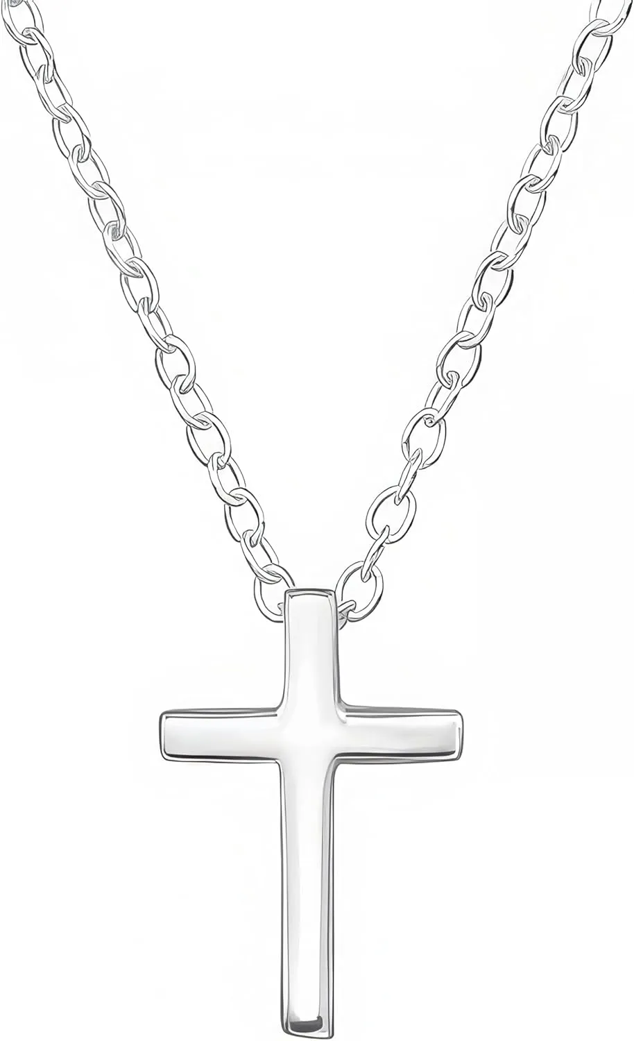 Cross 925 Sterling Silver Pendant Necklace, Faith Jewelry, Religious Tiny Dainty Pendant Charm Necklace, Gift for Her (18'' Chain)