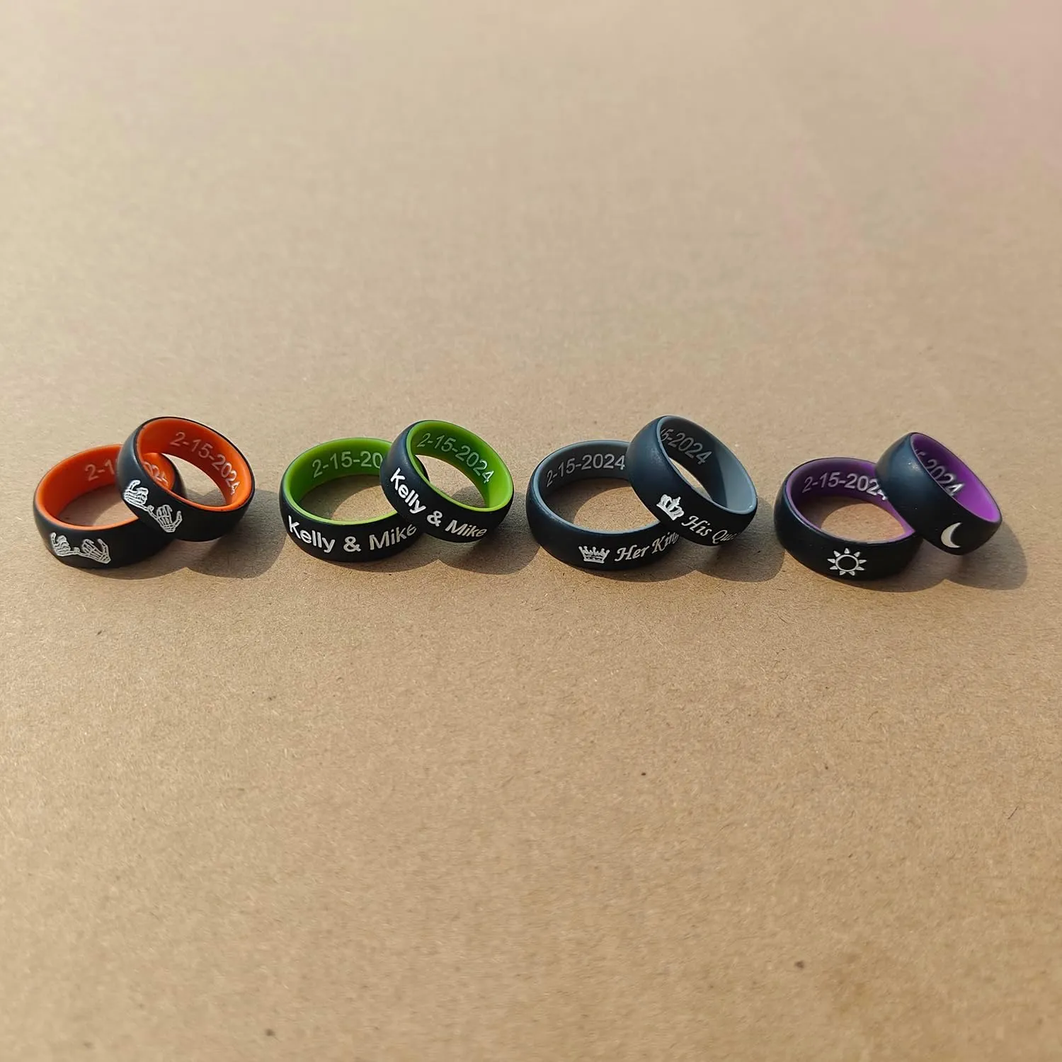 Cross Engraved Two-Tone Silicone Rings Faith Inspired Couple Silicone Rings Free Engraved Religious Bible Verse Quote Rings for Men Women, Size 6 to 14