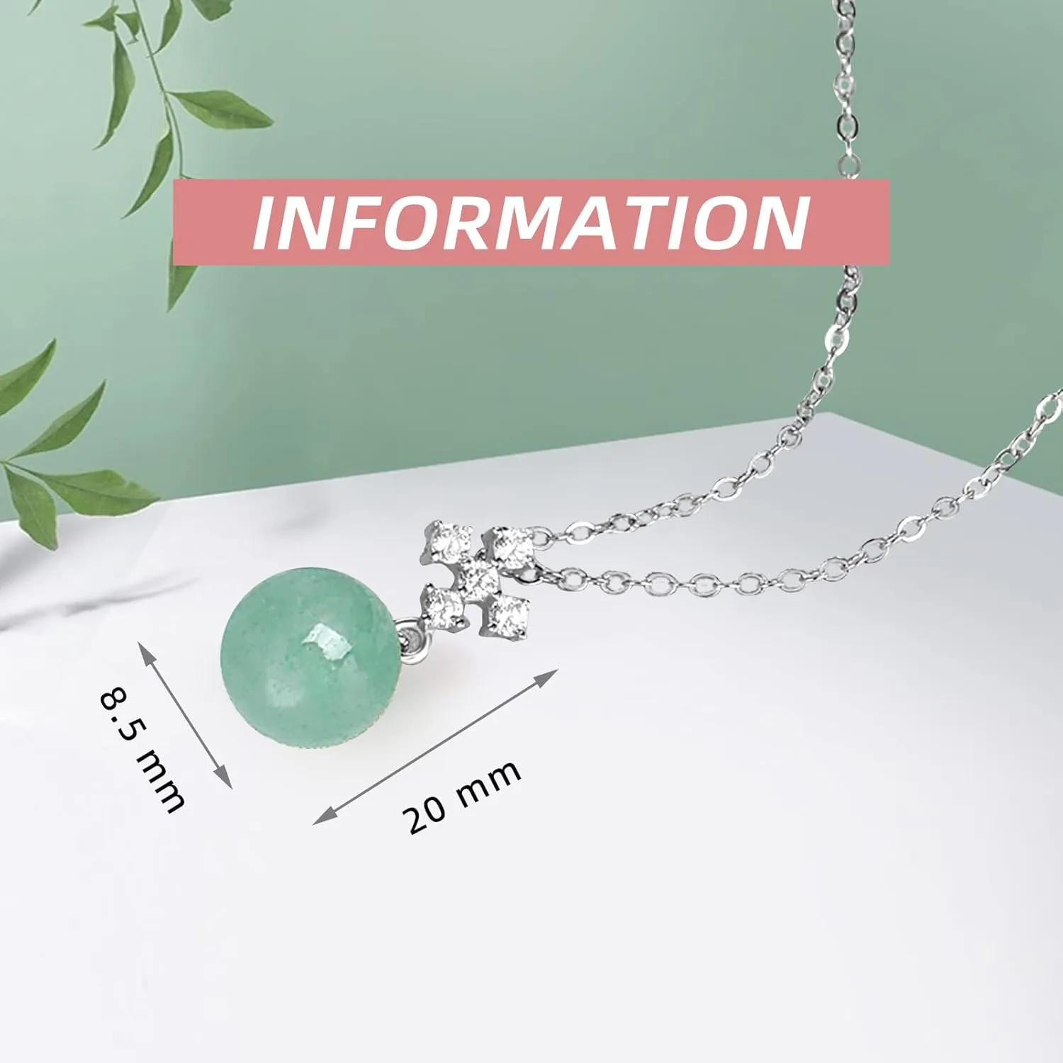 Cross Jade Necklace 8.5mm Bigger Pendants Necklace Easter Necklace Cross Crystal Zircon 925 Sterling Silver Necklace for Women Party Wedding Christmas Gift (Design-A)