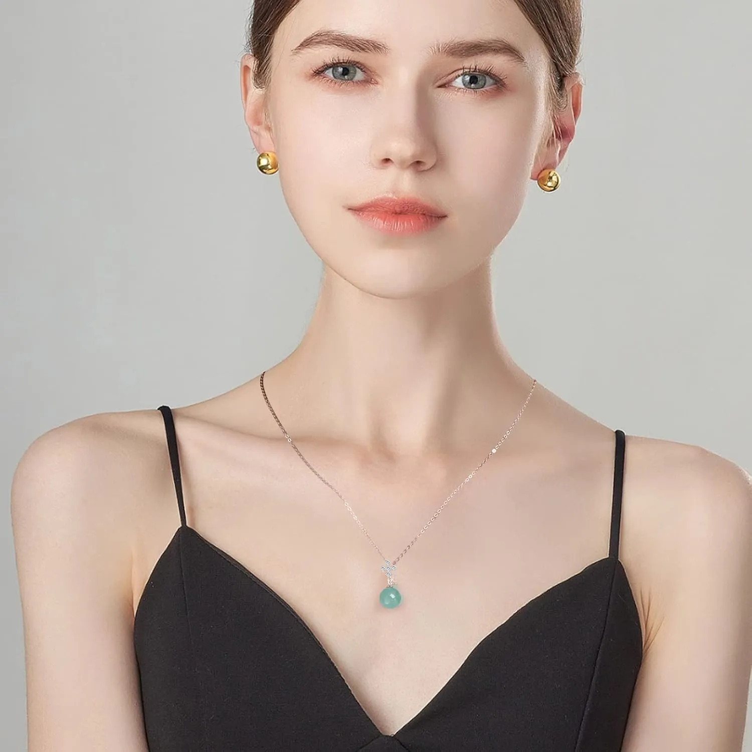 Cross Jade Necklace 8.5mm Bigger Pendants Necklace Easter Necklace Cross Crystal Zircon 925 Sterling Silver Necklace for Women Party Wedding Christmas Gift (Design-A)