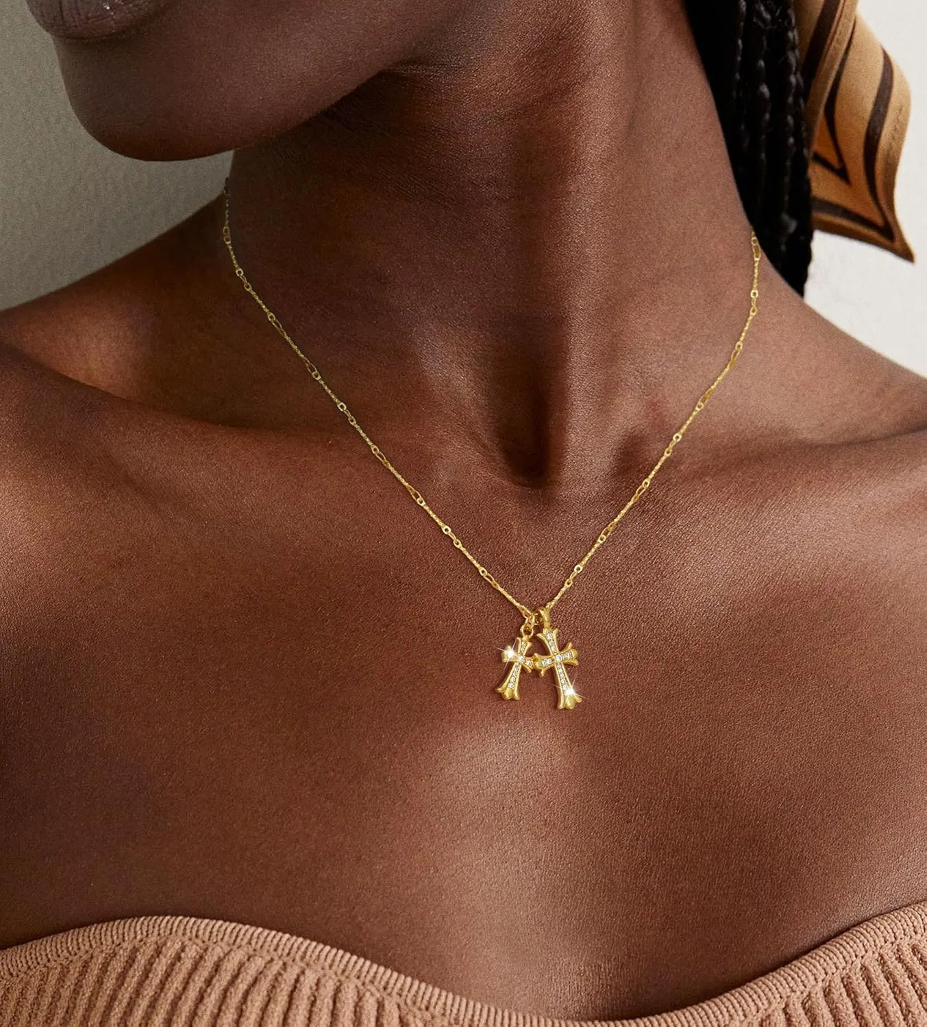 Cross Necklace for Women,14K Gold/Silver Plated Dainty Cross Pendant Layered Necklace Simple Trendy Cute Diamond Cross Charm Chain Jewelry Religious Gifts for Women