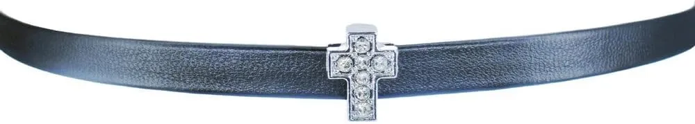 Cross Rhinestone Choker Necklace For Women and Girls,Crossed Adjustable God Chocker Necklaces,Belief Pray Letters Faux Crystal Choker,Jesus Collars PU Leather Jewelry