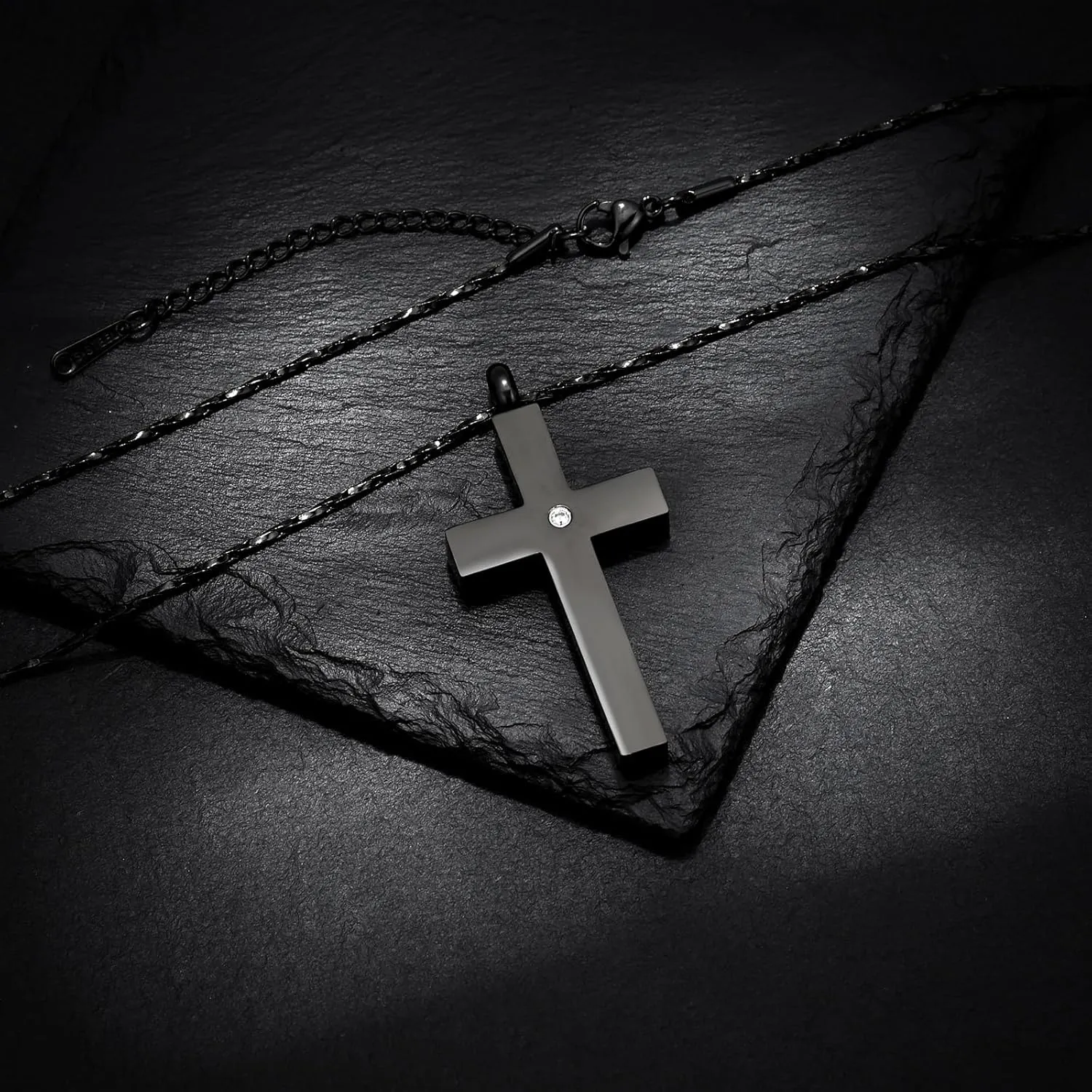 Crystal Cross Necklace for Ashes Stainless Steel Keepsake Cremation Jewelry Religious Cross Memorial Urn Necklace for Pet Human Ashes Gifts