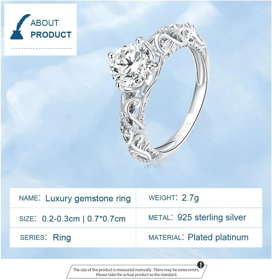Cubic Circonia Engagement Rings, 925 Sterling Silver Gold Plated Women Bridal Wedding Bands CZ Heart Promise Rings For Her