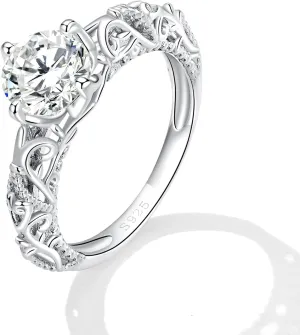 Cubic Circonia Engagement Rings, 925 Sterling Silver Gold Plated Women Bridal Wedding Bands CZ Heart Promise Rings For Her