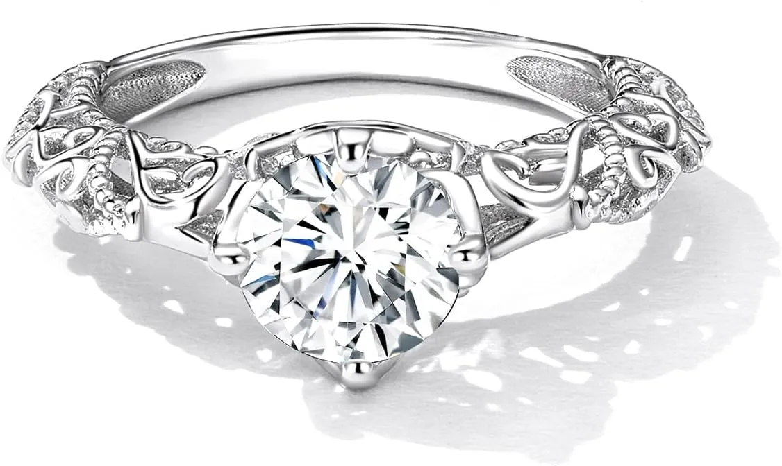 Cubic Circonia Engagement Rings, 925 Sterling Silver Gold Plated Women Bridal Wedding Bands CZ Heart Promise Rings For Her