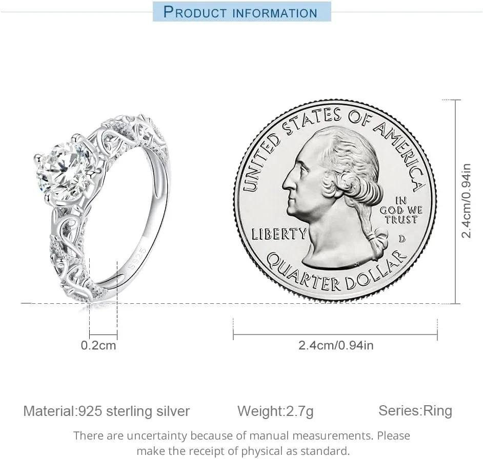 Cubic Circonia Engagement Rings, 925 Sterling Silver Gold Plated Women Bridal Wedding Bands CZ Heart Promise Rings For Her