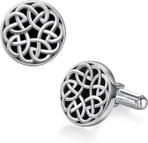 Cuff Links Mens 925 Sterling Silver Celtick Knot Cufflinks for Men Tuxedo Studs Mens Jewelry or Accessories on Wedding Birthday Anniversary Father's Day