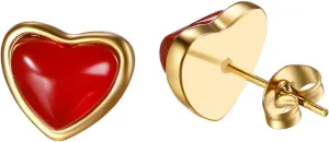 Cupimatch Red Heart Birthstone earring: Gold-Plated Stainless Steel Earring Queen of Hearts Stud Earring Jewelry for Women for Mothers Day