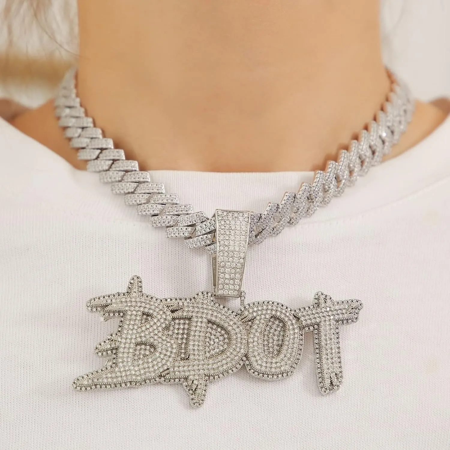 Custom Name Necklace for Men Personalized Pendants Iced Out Charms Hip Hop Rock Jewelry Collares Hombre Zirconia Hip Hop Fashion Jewelry Charms( No Chain)