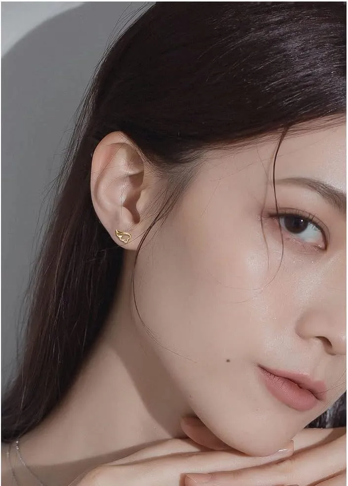 Cute Angel Wing Stud Earring Cartilage Tiny Barbell Stud Earrings for Women Girls 925 Silver 20g Screw Back Dainty Mini Hypoallergenic Conch Tragus Helix Studs Birthday Gifts