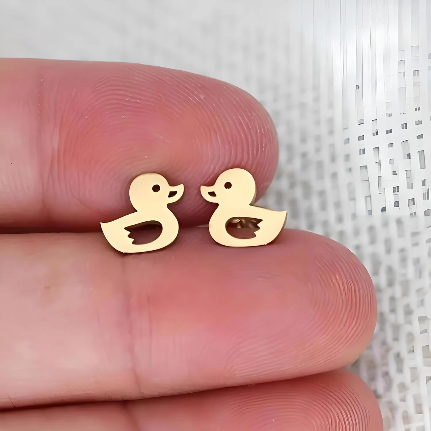 Cute Duck Stud Earrings, Gold Plated, Small Size - Gold, Silver, Black Options - Gift For Duck Lovers'