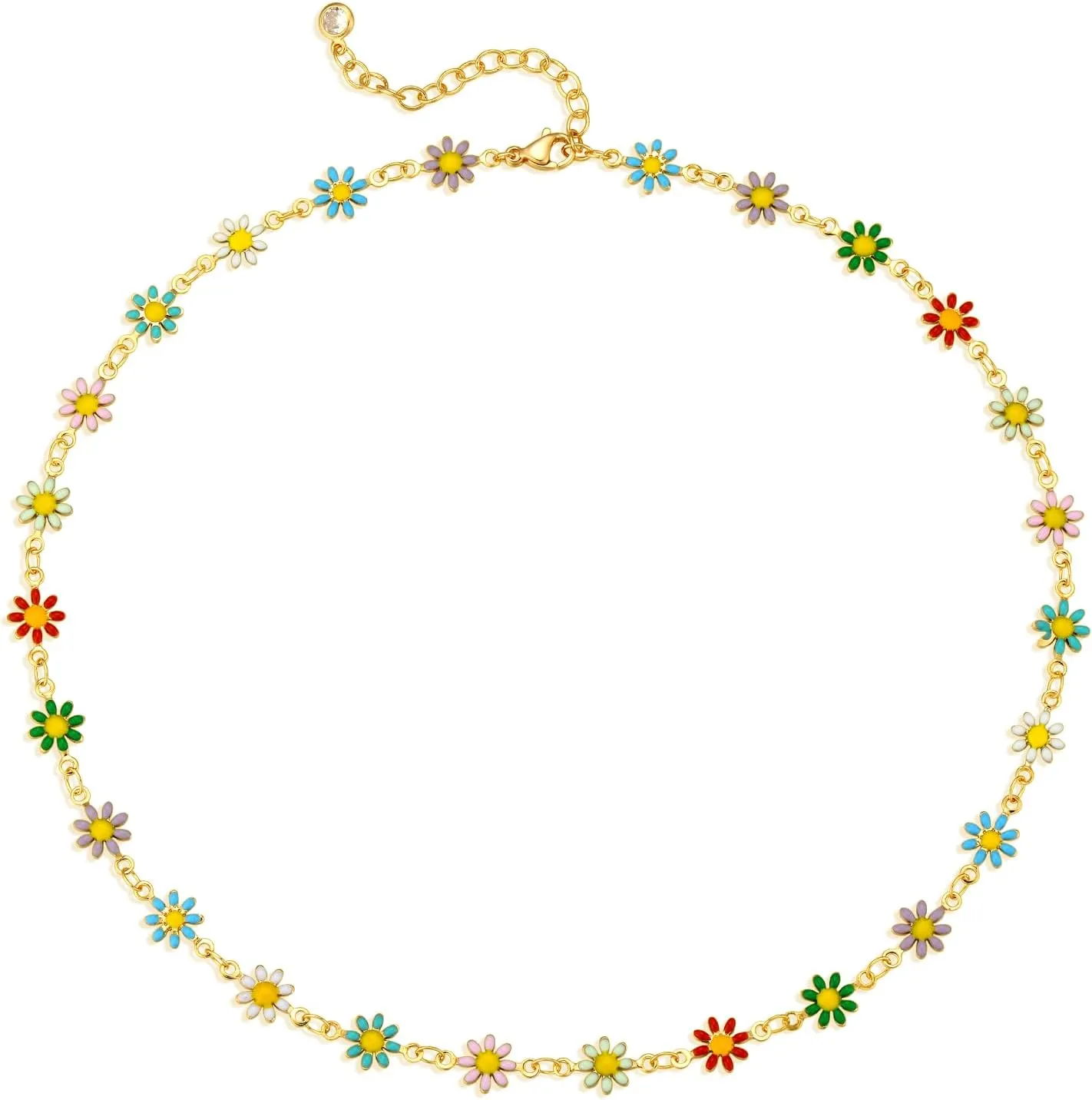 Dainty Chain Choker Necklace 18K Gold Plated Colorfull Link Chokers for Women Multicolor Necklaces Jewelry
