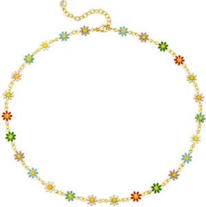 Dainty Chain Choker Necklace 18K Gold Plated Colorfull Link Chokers for Women Multicolor Necklaces Jewelry