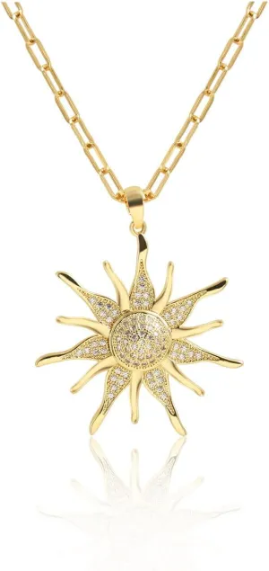 Dainty Layered Choker Necklace Gold Plated Sun Chunky Heart Necklaces Stackable Paperclip Chain Layering Jewelry For Women