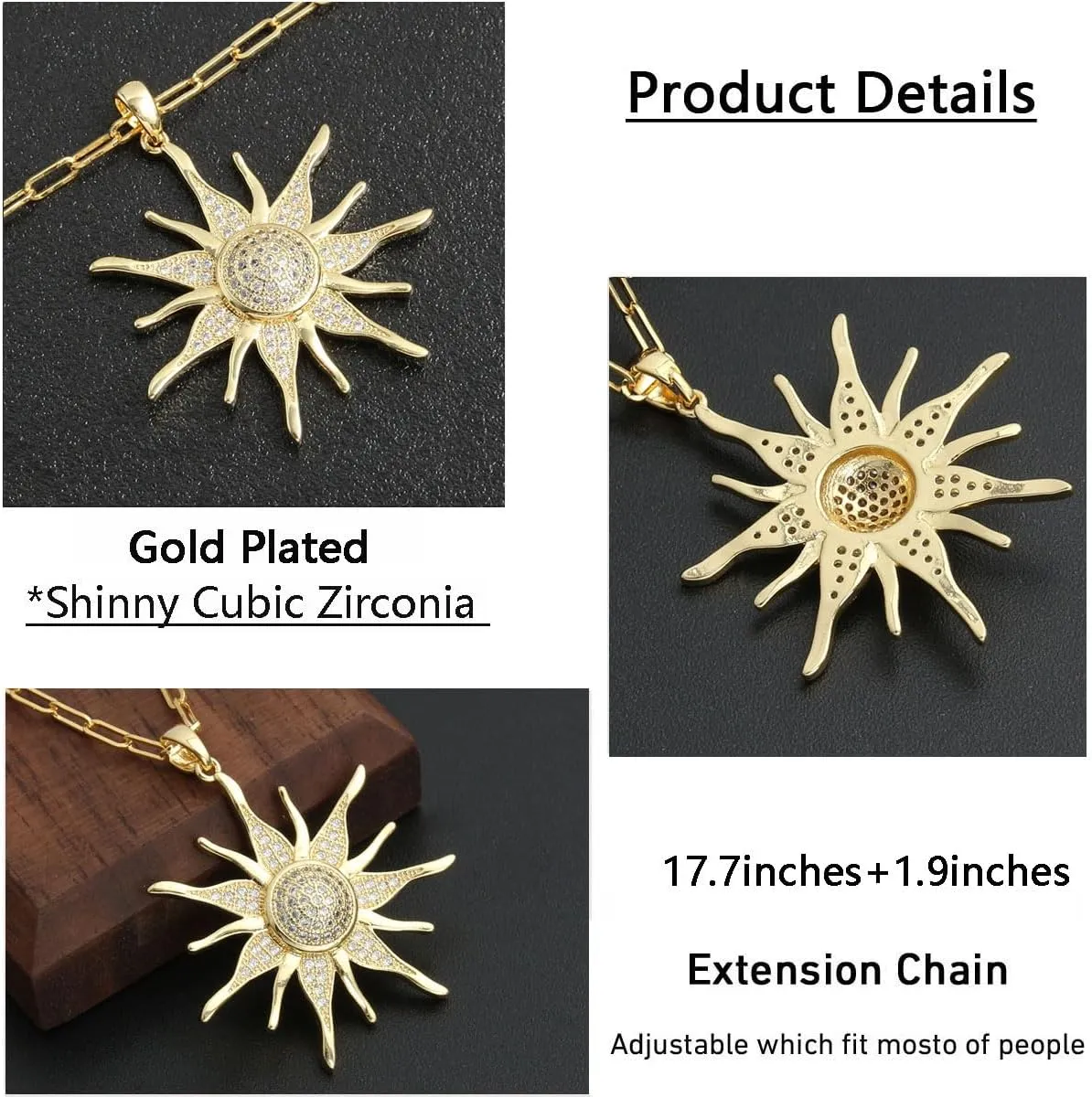 Dainty Layered Choker Necklace Gold Plated Sun Chunky Heart Necklaces Stackable Paperclip Chain Layering Jewelry For Women