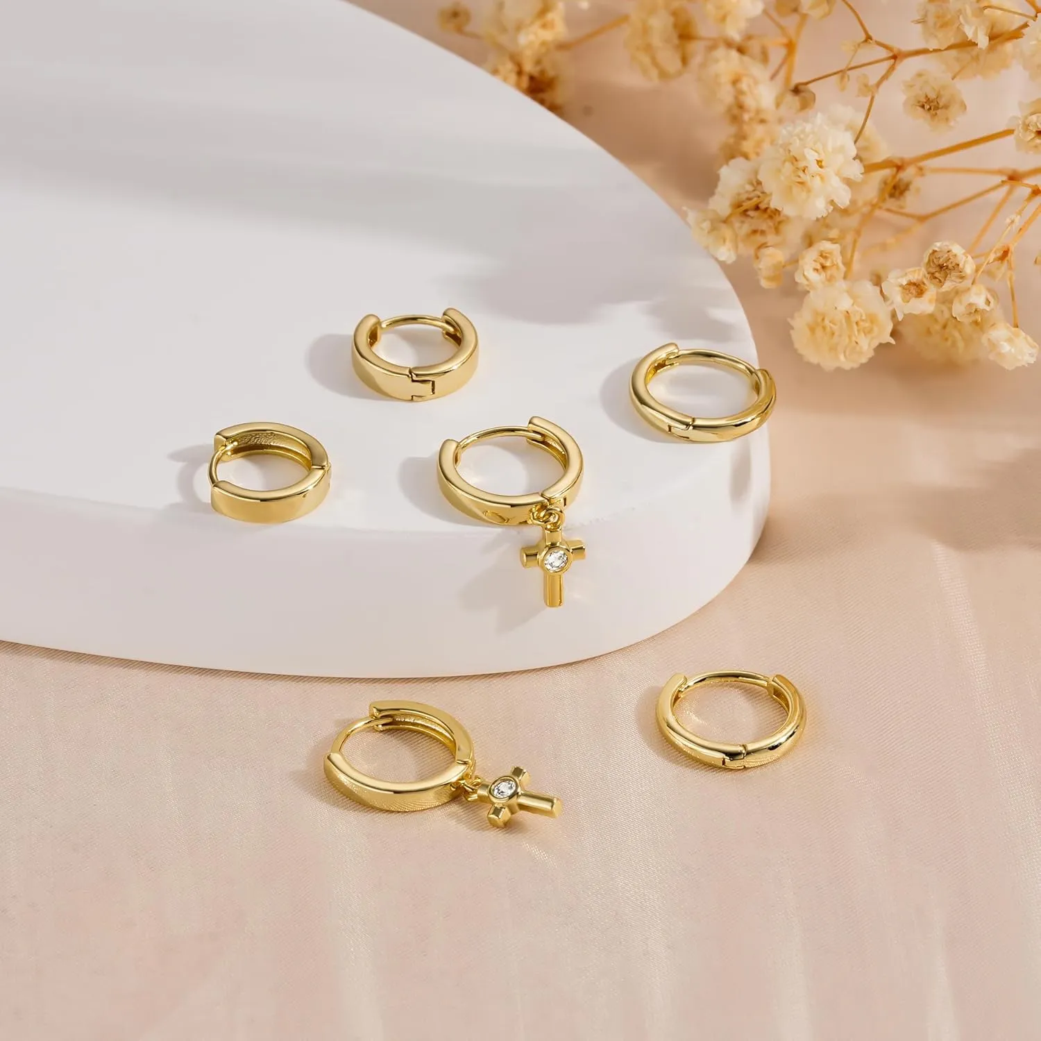 Dangle Gold Earrings for Women Trendy: Teardrop Earrings 14K Gold/Silver Plated Huggie Hoops Lightweight Hanging Teardrop and Ball Drop Earrings Hypoallergenic Statement Earrings Gold Jewelry