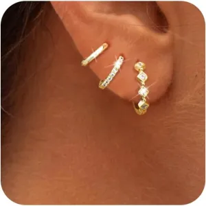 Dangle Gold Earrings for Women Trendy: Teardrop Earrings 14K Gold/Silver Plated Huggie Hoops Lightweight Hanging Teardrop and Ball Drop Earrings Hypoallergenic Statement Earrings Gold Jewelry