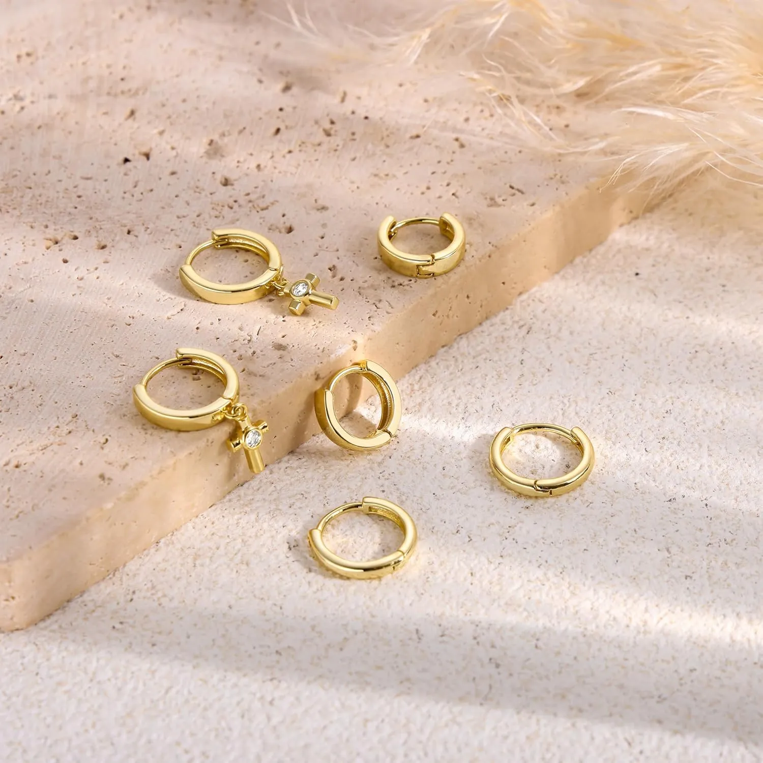 Dangle Gold Earrings for Women Trendy: Teardrop Earrings 14K Gold/Silver Plated Huggie Hoops Lightweight Hanging Teardrop and Ball Drop Earrings Hypoallergenic Statement Earrings Gold Jewelry