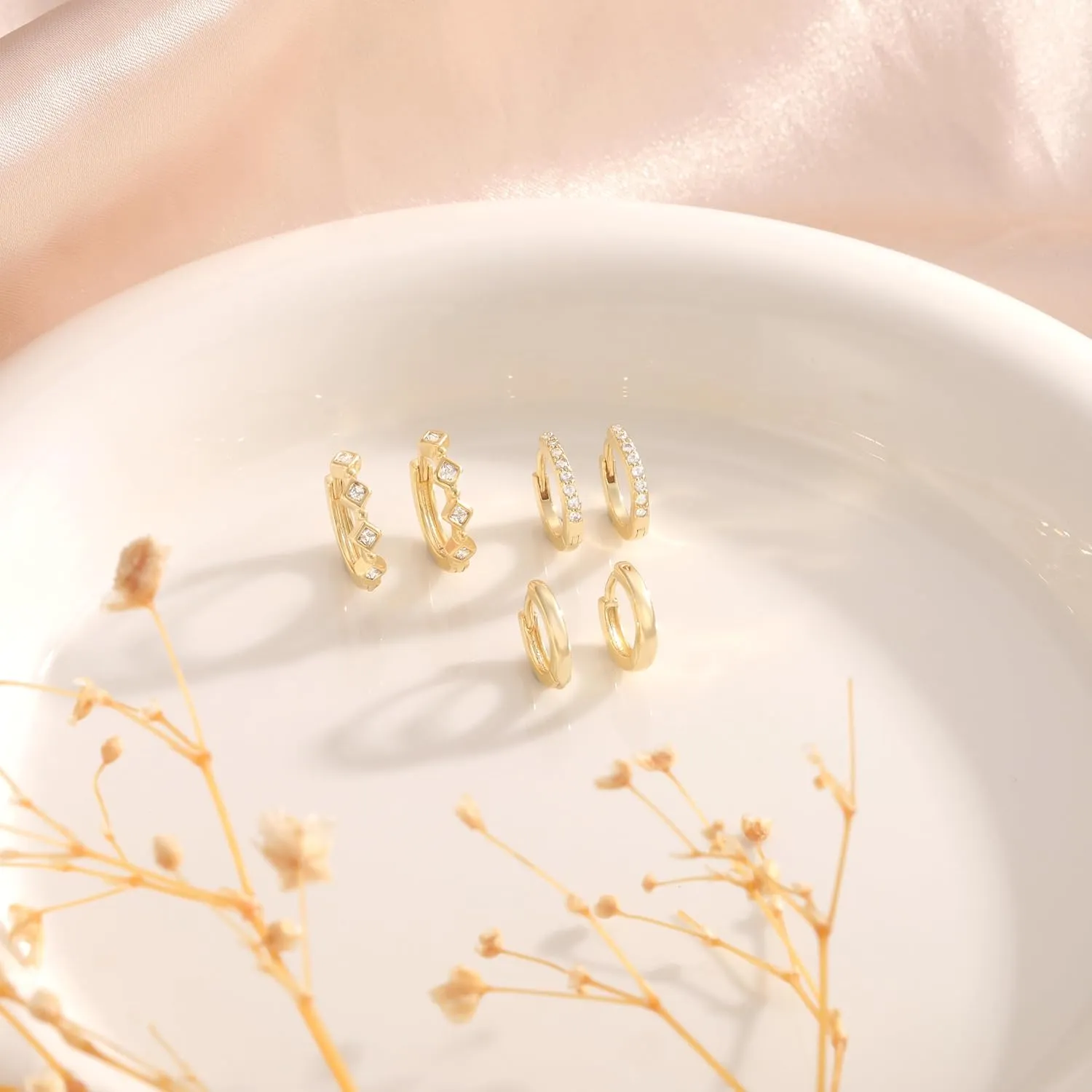 Dangle Gold Earrings for Women Trendy: Teardrop Earrings 14K Gold/Silver Plated Huggie Hoops Lightweight Hanging Teardrop and Ball Drop Earrings Hypoallergenic Statement Earrings Gold Jewelry