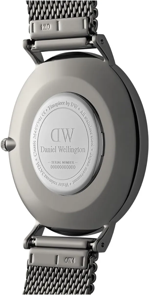 Daniel Wellington Classic Mens Watch - 40mm Case, Japanese Quartz Movement, Mesh Stainless Steel or Leather Strap, Water Resistant, Analog Watch for Men
