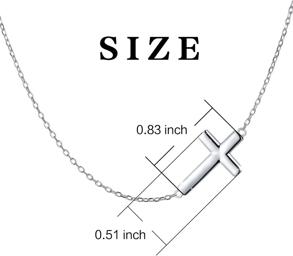 DAOCHONG S925 Sterling Silver Jewelry Sideways Cross Choker Necklace 14 inches to 18 inches