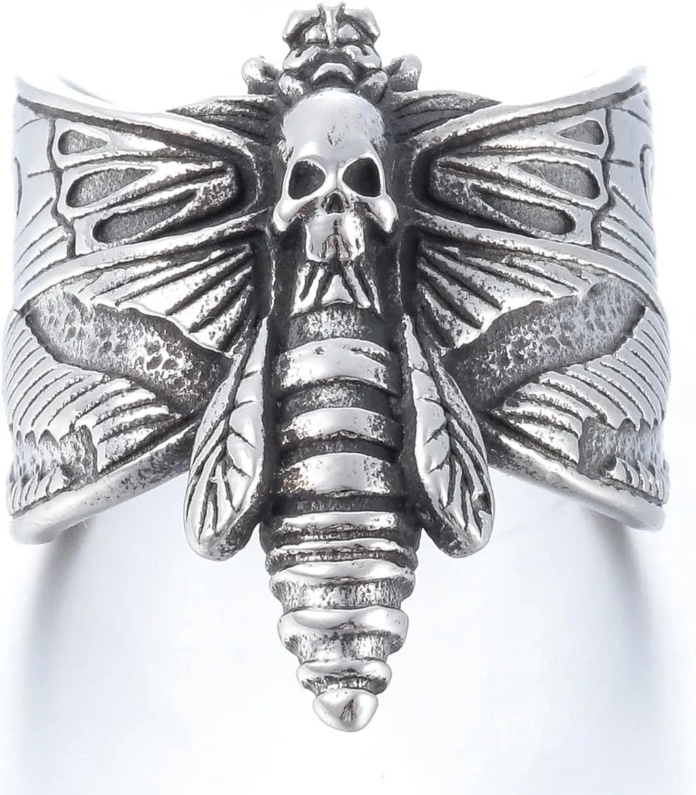 Death Skull Ring for Men Stainless Steel Jewelry Biker Rings Scary Death Ring Skull for Gifts