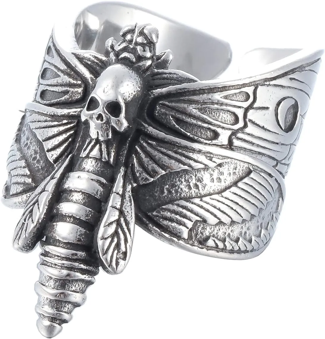 Death Skull Ring for Men Stainless Steel Jewelry Biker Rings Scary Death Ring Skull for Gifts