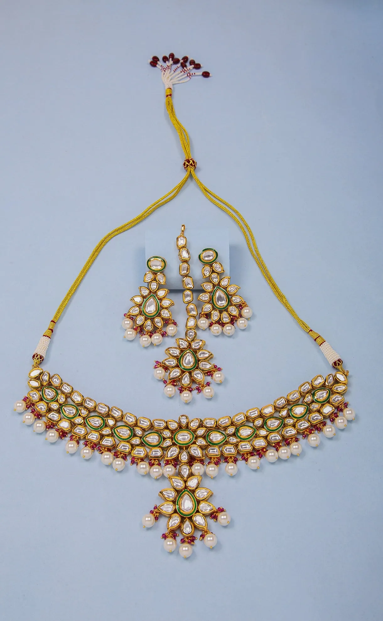 Designer Gold Plated Royal Kundan Choker Style Necklace with Earrings (D878)