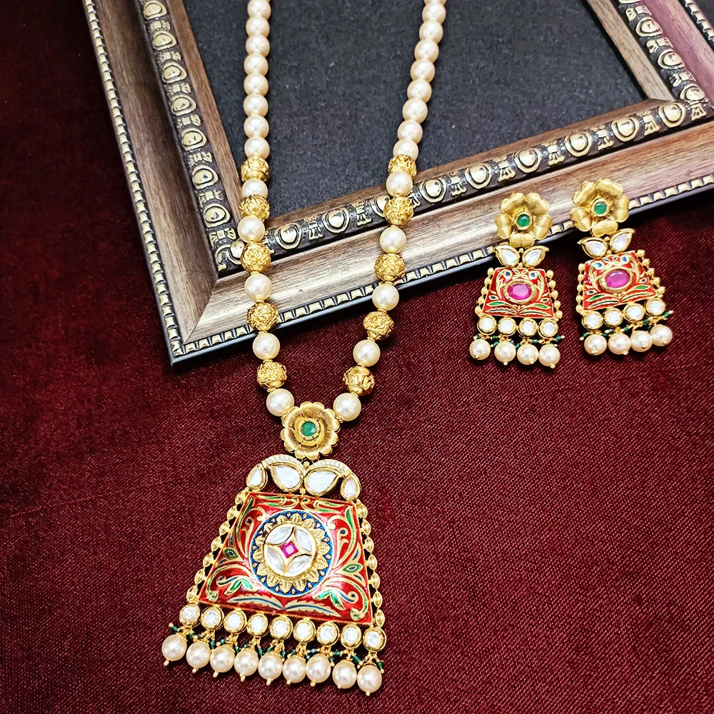 Designer Gold Plated Royal Kundan Pendant Set (D331)