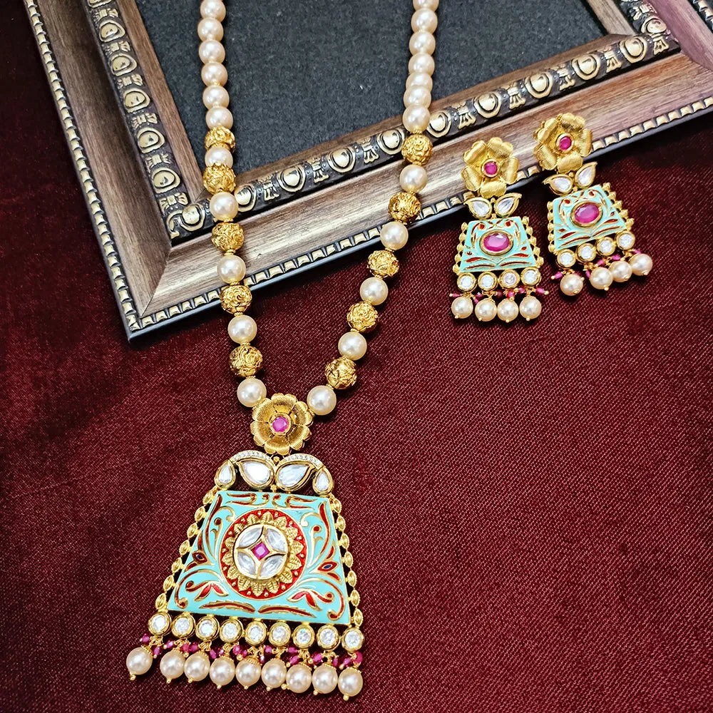 Designer Gold Plated Royal Kundan Pendant Set (D331)