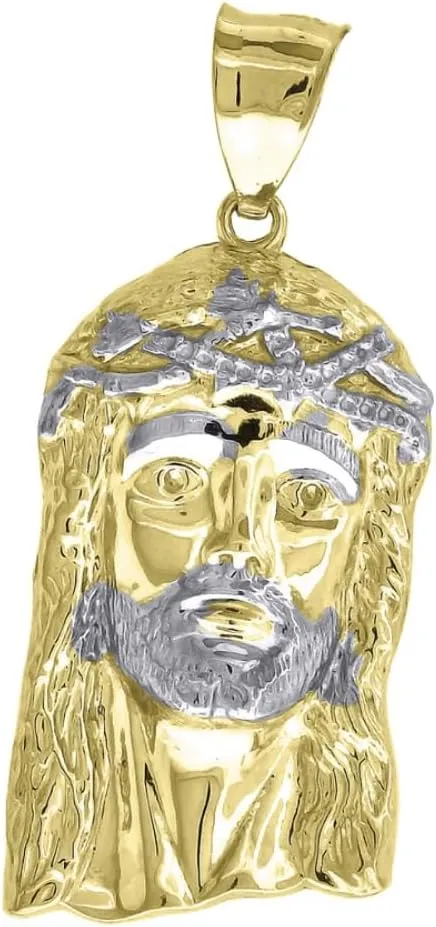 Diamond2Deal 10K Two-Tone Gold Jesus Religious Charm Pendant for Mom