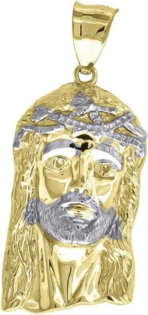 Diamond2Deal 10K Two-Tone Gold Jesus Religious Charm Pendant for Mom