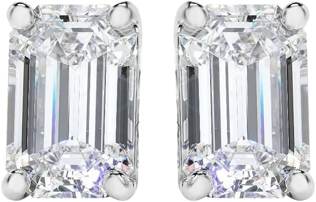Diamond2Deal 2 to 5 Carat 14k White Gold Solitaire Lab Grown Diamond Stud Earrings with Post Butterfly (Color E-F, Clarity VS)