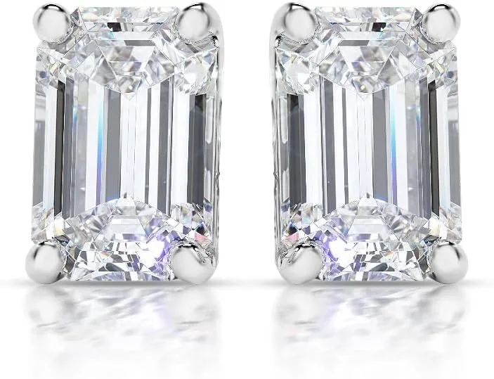 Diamond2Deal 2 to 5 Carat 14k White Gold Solitaire Lab Grown Diamond Stud Earrings with Post Butterfly (Color E-F, Clarity VS)