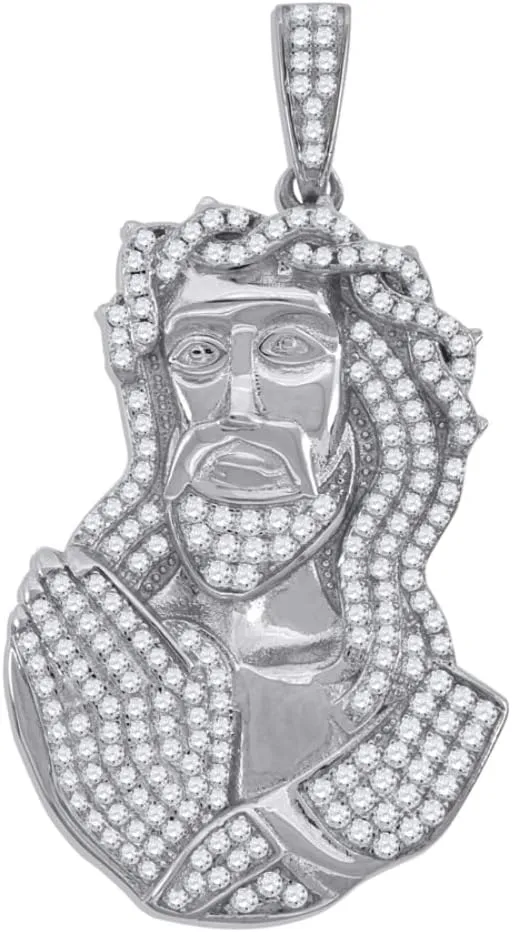 Diamond2Deal 925 Sterling Silver Cubic Zirconia Jesus Religious Charm Pendant