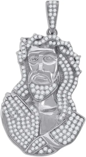 Diamond2Deal 925 Sterling Silver Cubic Zirconia Jesus Religious Charm Pendant