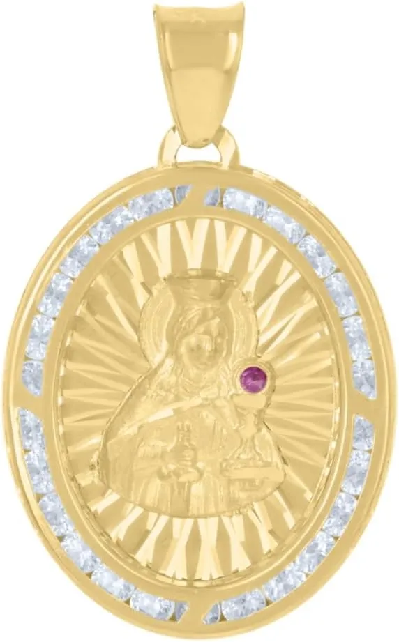 Diamond2Deal Mothers Day Gifts 10k Two-Tone Gold Cubic Zirconia Crucifix Jesus Religious Charm Pendant for Mom