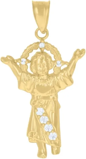 Diamond2Deal Mothers Day Gifts 10k Two-Tone Gold Cubic Zirconia Jesus Religious Charm Pendant for Mom