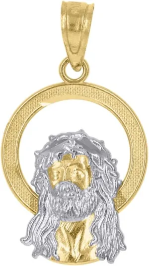 Diamond2Deal Mothers Day Gifts 10k Two-Tone Gold Textured Jesus Religious Charm Pendant for Mom