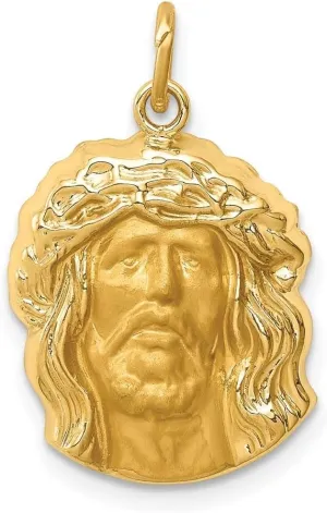 Diamond2Deal Mothers Day Gifts 14K Yellow Gold Hollow Polished Satin Medium Jesus Medal Pendant for Mom Pendant for Mom