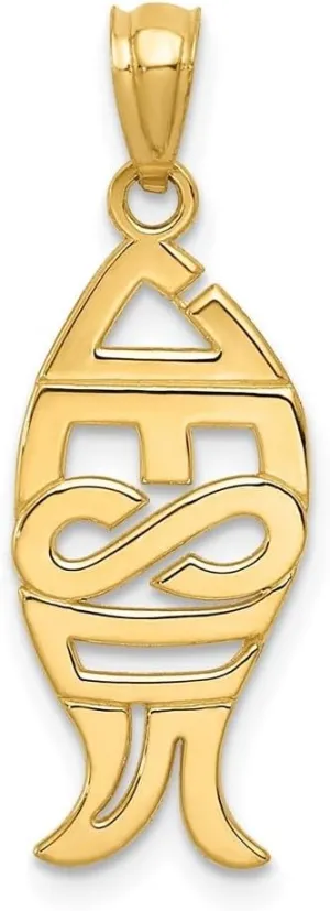 Diamond2Deal Mothers Day Gifts 14k Yellow Gold Polished Jesus Fish Pendant for Mom