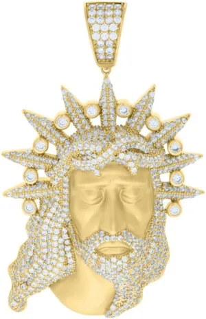 Diamond2Deal Mothers Day Gifts 925 Sterling Silver Yellow-Tone Cubic Zirconia Jesus Religious Charm Pendant for Mom