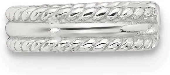 Diamond2Deal Sterling Silver E-coated Polished and Twisted Edges Single Cuff Earrings (Length 0.4 in, Width 0.38 in)