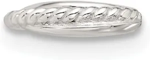 Diamond2Deal Sterling Silver E-coated Polished and Twisted Single Cuff Earrings (Length 0.33 in, Width 0.33 in)