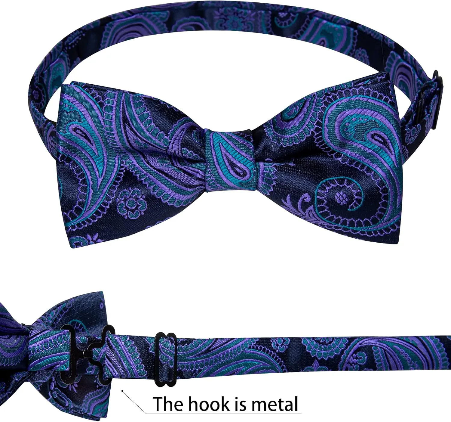 DiBanGu Mens Formal Dress Vest Paisley Jacquard Silk Suit Waistcoat Necktie Bow Tie Set Wedding Party Tuxedo 5PCS
