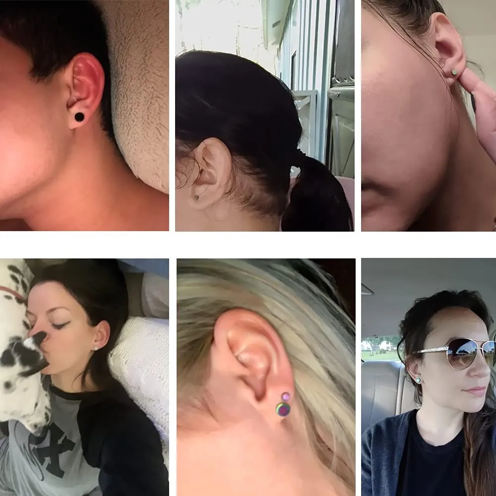 Dot Earrings, High Polished Surgical Steel Screw Flat Back Disc Stud Earrings for Women Men Pack of 5 Pairs(3MM/4MM/5MM/6MM/8MM Option)