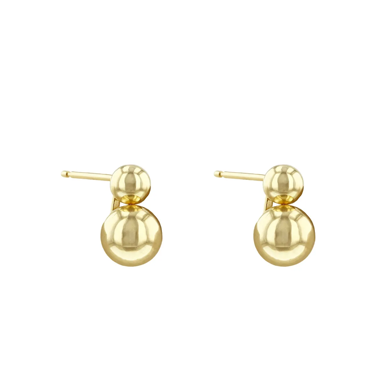 Double Ball Stud Earrings | 9K Yellow Gold